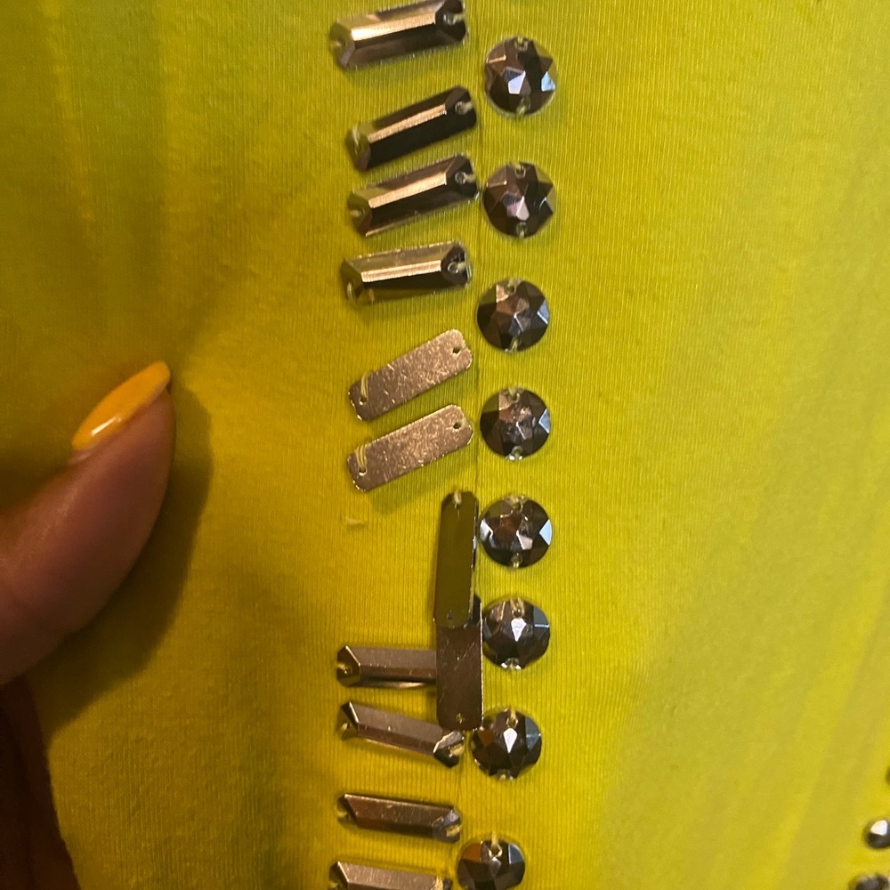 Yellow Long Sleeve Dress with Studded Detail - Picture 3 of 5